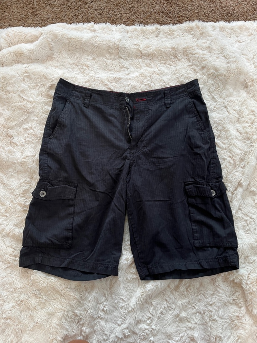 Tony Hawk Black Men’s Cargo Shorts with Button Flap Pockets